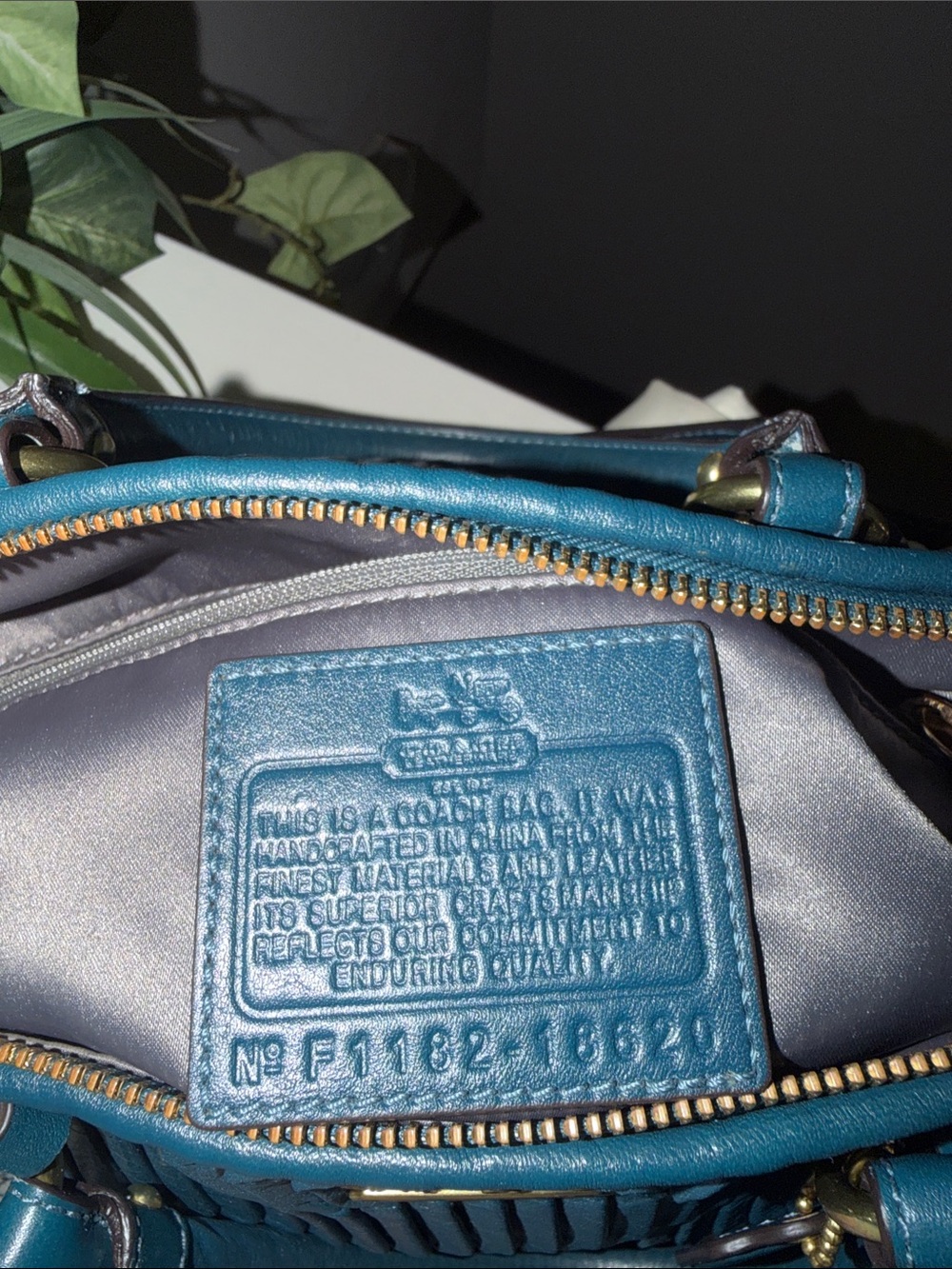 Coach Teal Pleated Leather Satchel with Gold Accents!!๐ฅ๐ฅ๐ฅ๐ฅ๐ฅ๐ฅ - Picture 7 of 9